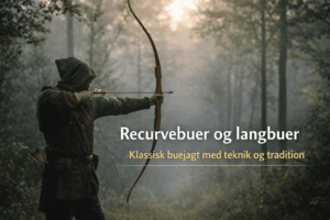 Recurvebue og langbue i dansk skov – klassisk buejagt med teknik og tradition.