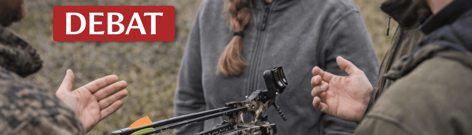 Debat om buejagt hvor jægere diskuterer udstyr og fremtidens jagtformer