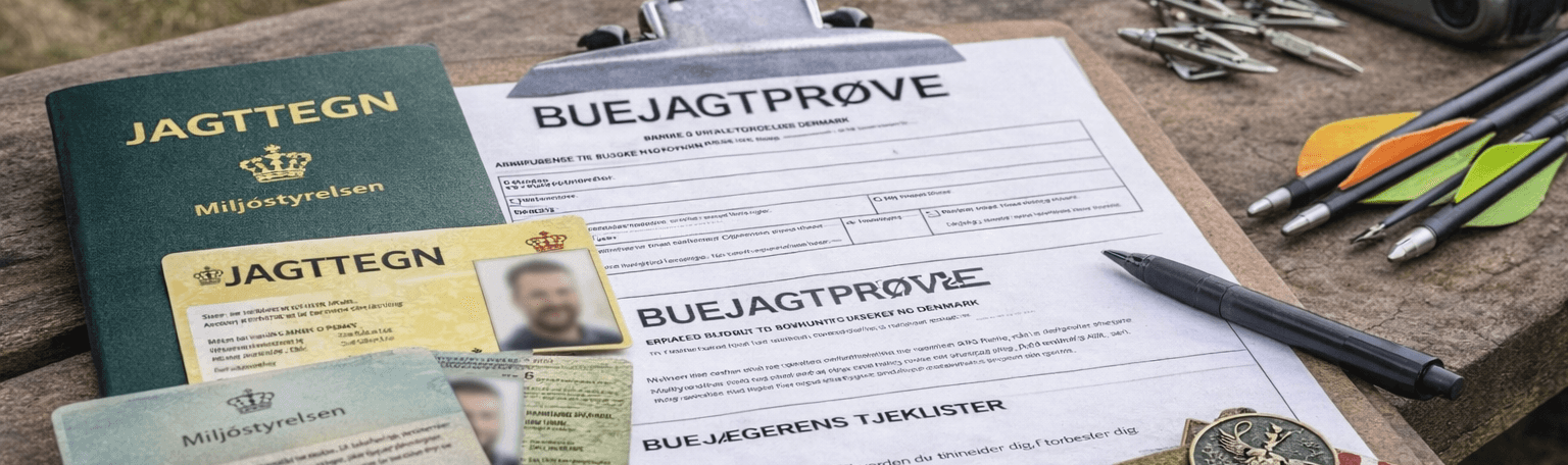 Buejæger ved skydelinje under buejagtprøve med fokus på sikkerhed og regler