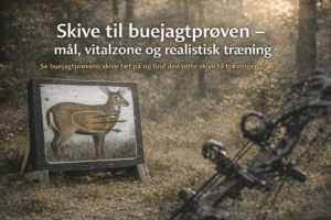 Skive til buejagtprøven med markeret vitalzone på 20 meter til realistisk træning