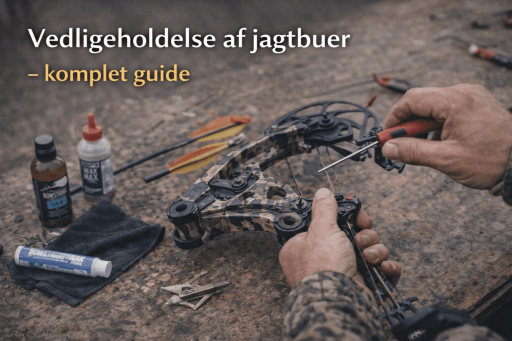 Vedligeholdelse af compoundbue med justering af cams og smøring af buestreng