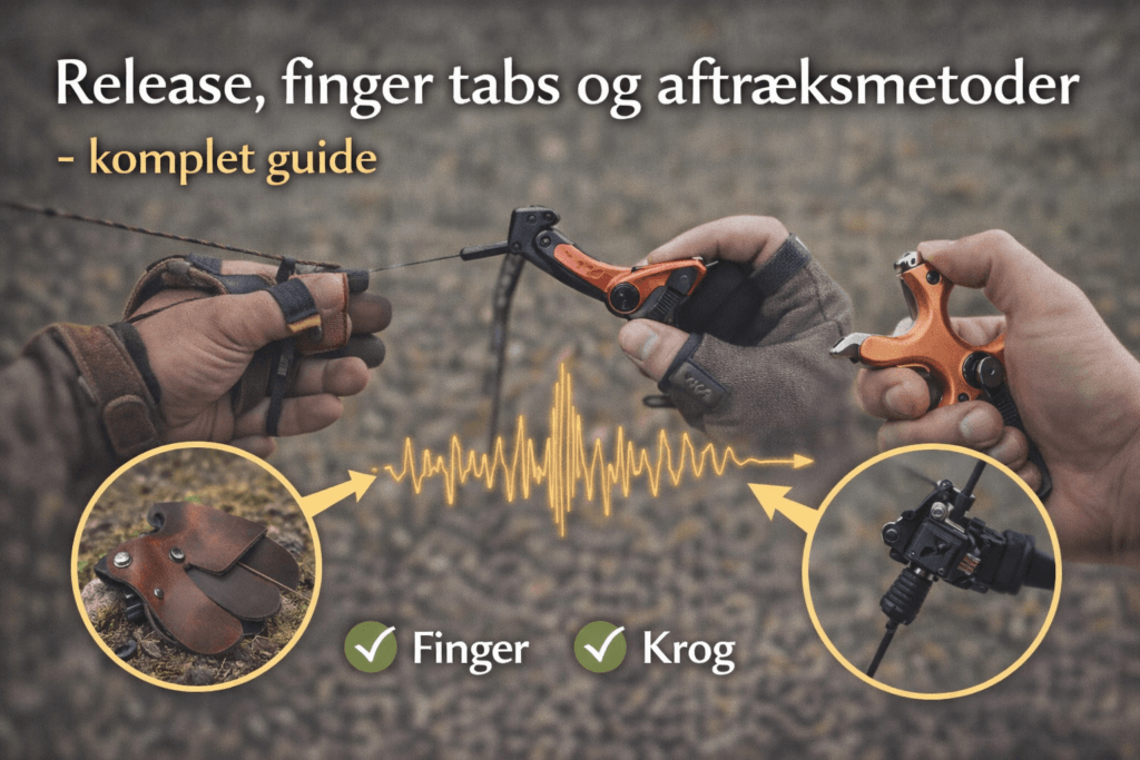 Forskellige aftræksmetoder til buejagt med finger tabs og mekanisk release på compoundbue